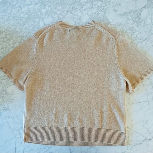 Banana Republic Cashmere Light Beige Crew Neck Short Sleeve Sweater Tee - Picture 2 of 6